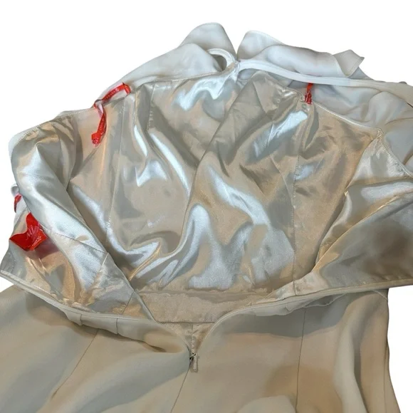 BHLDN MONIQUE LHUILLIER White Bissel Jumpsuit w/ Ruffle Halter Bodice - Size 8 - Picture 8 of 12